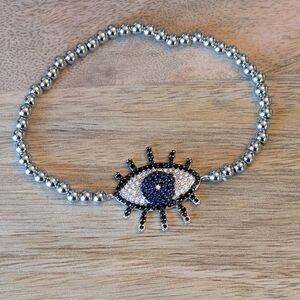 Pave Rhinestone Evil Eye Stretch Bracelet